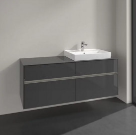 Тумба під раковину Villeroy & Boch Collaro 140х50 см із підсвічуванням МДФ глянсовий сірий C086B0FP