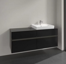 Тумба під раковину Villeroy & Boch Collaro 140х50 см із підсвічуванням МДФ чорний матовий лак C086B0PD