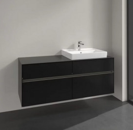 Тумба під раковину Villeroy & Boch Collaro 140х50 см із підсвічуванням МДФ чорний матовий лак C086B0PD