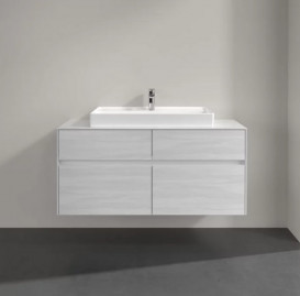 Тумба под раковину Villeroy & Boch Collaro 120х50 см с подсветкой ДСП белое дерево C087B0E8