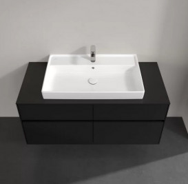 Тумба під раковину Villeroy & Boch Collaro 120х50 см із підсвічуванням МДФ чорний матовий лак C087B0PD