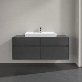 Тумба под раковину Villeroy & Boch Collaro 140х50 см с подсветкой МДФ глянцевый серый C088B0FP