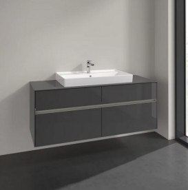 Тумба под раковину Villeroy & Boch Collaro 140х50 см с подсветкой МДФ глянцевый серый C088B0FP