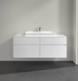 Тумба під раковину Villeroy & Boch Collaro 140х50 см із підсвічуванням ДСП матовий білий C088B0MS