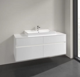 Тумба під раковину Villeroy & Boch Collaro 140х50 см із підсвічуванням ДСП матовий білий C088B0MS