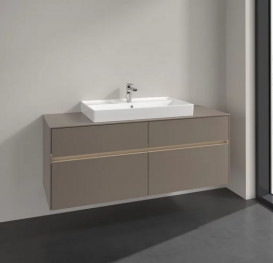 Тумба под раковину Villeroy & Boch Collaro 140х50 см с подсветкой ДСП трюфель серый C088B0VG