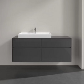 Тумба под раковину Villeroy & Boch Collaro 140х50 см с подсветкой МДФ глянцевый серый C089B0FP