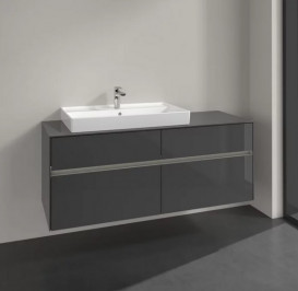 Тумба под раковину Villeroy & Boch Collaro 140х50 см с подсветкой МДФ глянцевый серый C089B0FP