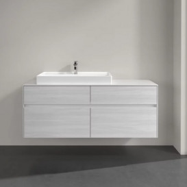 Тумба под раковину Villeroy & Boch Collaro 140х50 см с подсветкой ДСП белое дерево C089B0E8