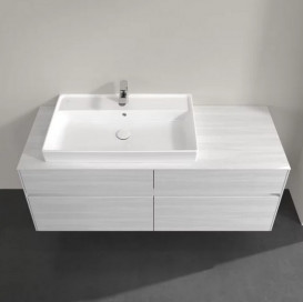 Тумба под раковину Villeroy & Boch Collaro 140х50 см с подсветкой ДСП белое дерево C089B0E8