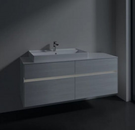 Тумба под раковину Villeroy & Boch Collaro 140х50 см с подсветкой ДСП белое дерево C089B0E8