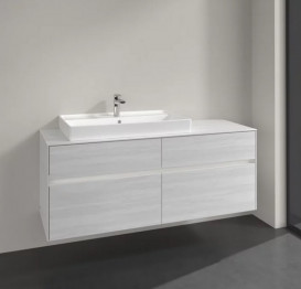 Тумба под раковину Villeroy & Boch Collaro 140х50 см с подсветкой ДСП белое дерево C089B0E8