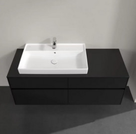 Тумба под раковину Villeroy & Boch Collaro 140х50 см с подсветкой МДФ черный матовый лак C089B0PD