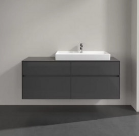 Тумба под раковину Villeroy & Boch Collaro 140х50 см с подсветкой МДФ глянцевый серый C090B0FP