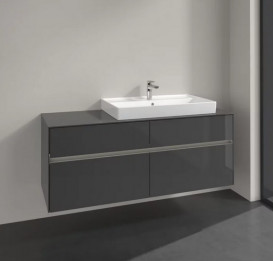 Тумба под раковину Villeroy & Boch Collaro 140х50 см с подсветкой МДФ глянцевый серый C090B0FP