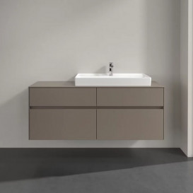 Тумба под раковину Villeroy & Boch Collaro 140х50 см с подсветкой ДСП трюфель серый C090B0VG