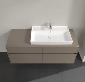 Тумба под раковину Villeroy & Boch Collaro 140х50 см с подсветкой ДСП трюфель серый C090B0VG