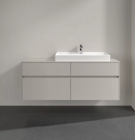 Тумба под раковину Villeroy & Boch Collaro 140х50 см с подсветкой ДСП мягкий серый C090B0VK