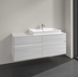 Тумба под раковину Villeroy & Boch Collaro 140х50 см с подсветкой ДСП белое дерево C090B0E8