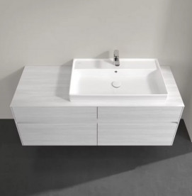 Тумба под раковину Villeroy & Boch Collaro 140х50 см с подсветкой ДСП белое дерево C090B0E8