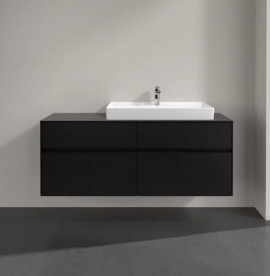 Тумба под раковину Villeroy & Boch Collaro 140х50 см с подсветкой МДФ черный матовый лак C090B0PD