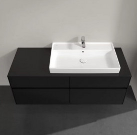 Тумба под раковину Villeroy & Boch Collaro 140х50 см с подсветкой МДФ черный матовый лак C090B0PD