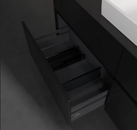 Тумба под раковину Villeroy & Boch Collaro 140х50 см с подсветкой МДФ черный матовый лак C090B0PD