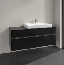Тумба под раковину Villeroy & Boch Collaro 140х50 см с подсветкой МДФ черный матовый лак C090B0PD