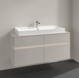 Тумба під раковину Villeroy & Boch Collaro 120х50 см із підсвічуванням ДСП м'який сірий C091B0VK