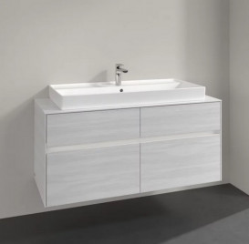 Тумба под раковину Villeroy & Boch Collaro 120х50 см с подсветкой ДСП белое дерево C091B0E8