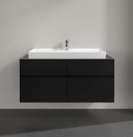Тумба під раковину Villeroy & Boch Collaro 120х50 см із підсвічуванням МДФ чорний матовий лак C091B0PD