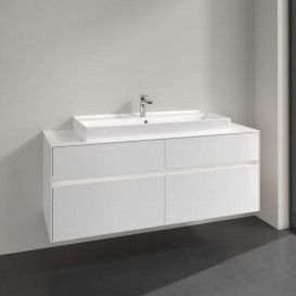 Тумба под раковину Villeroy & Boch Collaro 140х50 см с подсветкой МДФ глянцевый белый C092B0DH