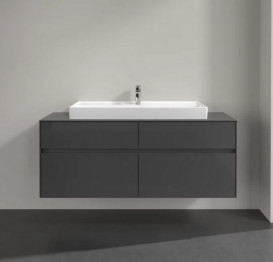 Тумба під раковину Villeroy & Boch Collaro 140х50 см із підсвічуванням МДФ глянсовий сірий C092B0FP