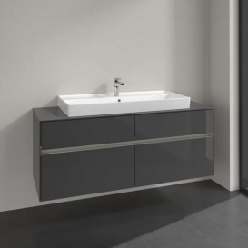 Тумба під раковину Villeroy & Boch Collaro 140х50 см із підсвічуванням МДФ глянсовий сірий C092B0FP