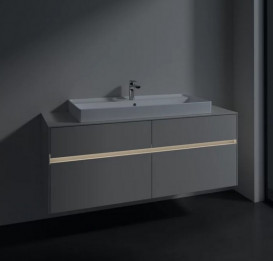 Тумба под раковину Villeroy & Boch Collaro 140х50 см с подсветкой ДСП мягкий серый C092B0VK