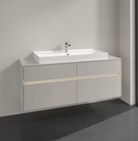 Тумба под раковину Villeroy & Boch Collaro 140х50 см с подсветкой ДСП мягкий серый C092B0VK