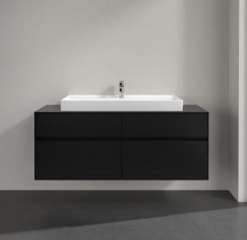 Тумба под раковину Villeroy & Boch Collaro 140х50 см с подсветкой МДФ черный матовый лак C092B0PD