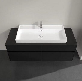 Тумба под раковину Villeroy & Boch Collaro 140х50 см с подсветкой МДФ черный матовый лак C092B0PD