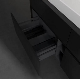 Тумба под раковину Villeroy & Boch Collaro 140х50 см с подсветкой МДФ черный матовый лак C092B0PD