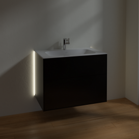 Тумба под раковину Villeroy & Boch Finion 79,6х49,8 см с подсветкой МДФ черный матовый лак G01000PD