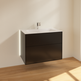 Тумба под раковину Villeroy & Boch Finion 79,6х49,8 см с подсветкой МДФ черный матовый лак G01000PD