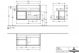 Тумба под раковину Villeroy & Boch Finion 99,6х49,8 см с подсветкой МДФ темно-синий матовый лак/глянцевый белый лак F030GFHG