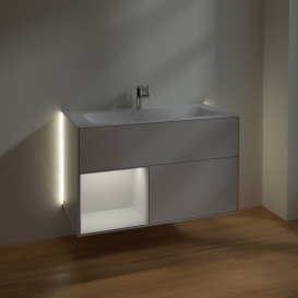 Тумба под раковину Villeroy & Boch Finion 99,6х49,8 см с подсветкой МДФ светло-серый матовый лак/глянцевый белый лак G030GFGJ