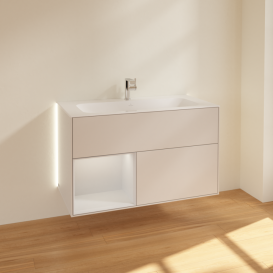 Тумба под раковину Villeroy & Boch Finion 99,6х49,8 см с подсветкой МДФ светло-серый матовый лак/глянцевый белый лак G030GFGJ