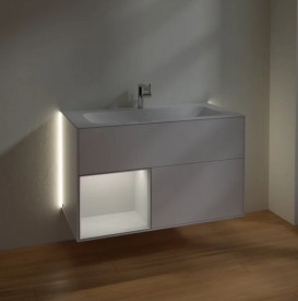 Тумба под раковину Villeroy & Boch Finion 99,6х49,8 см с подсветкой МДФ антрацит матовый лак/глянцевый белый лак G030GFGK