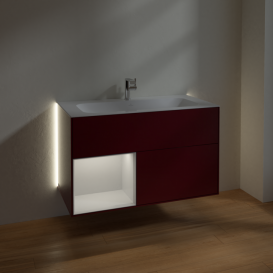 Тумба под раковину Villeroy & Boch Finion 99,6х49,8 см с подсветкой МДФ пион матовый лак/глянцевый белый лак G030GFHB