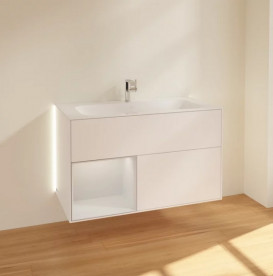 Тумба под раковину Villeroy & Boch Finion 99,6х49,8 см с подсветкой МДФ белый матовый лак/глянцевый белый лак G030GFMT