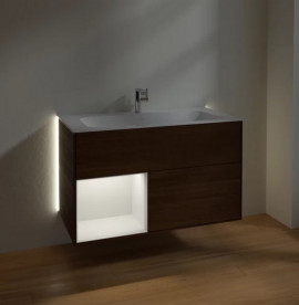 Тумба под раковину Villeroy & Boch Finion 99,6х49,8 см с подсветкой ДСП шпон грецкого ореха/светло-серый матовый лак G030GJGN