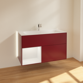 Тумба под раковину Villeroy & Boch Finion 99,6х49,8 см МДФ пион матовый лак/светло-серый матовый лак G030GJHB