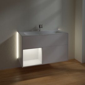 Тумба под раковину Villeroy & Boch Finion 99,6х49,8 см с подсветкой МДФ белый матовый лак/светло-серый матовый лак G030GJMT